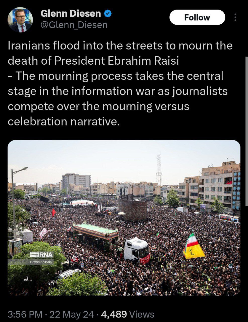 واکنش‌ خبرنگاران و فعالان رسانه‌ای خارجی به تشییع جنازه باشکوه آیت‌الله رئیسی